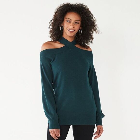 ✨HP✨Crisscross Off Shoulder Sweater✨ - Picture 1 of 3